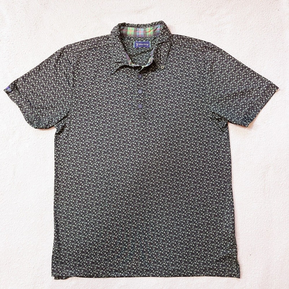 William Murray‎ Martini Glasses Mens Medium Polo Shirt Black Gray Green
